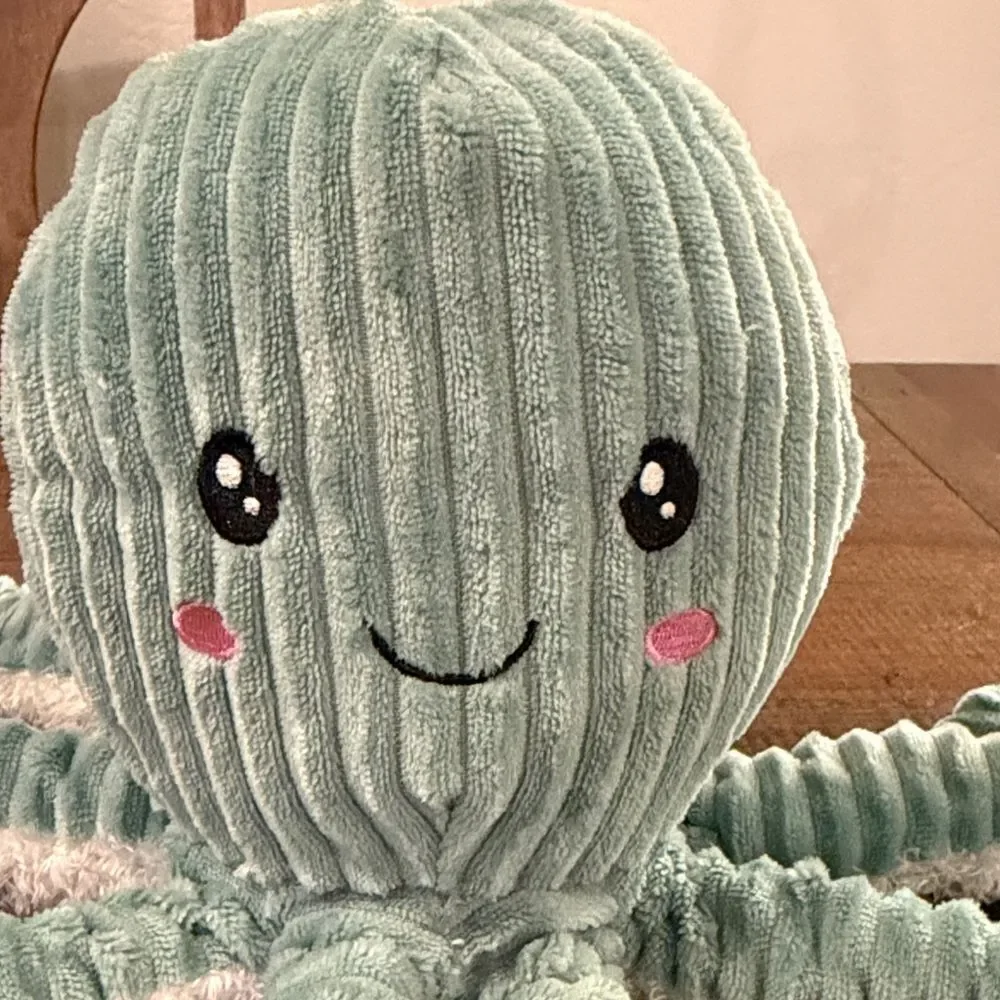 Spark Create Corduroy Plush Octopus Toy in Mint Green